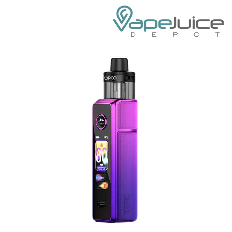 A Aurora Purple VooPoo Drag X3 pod kit with a digital display - Vape Juice Depot