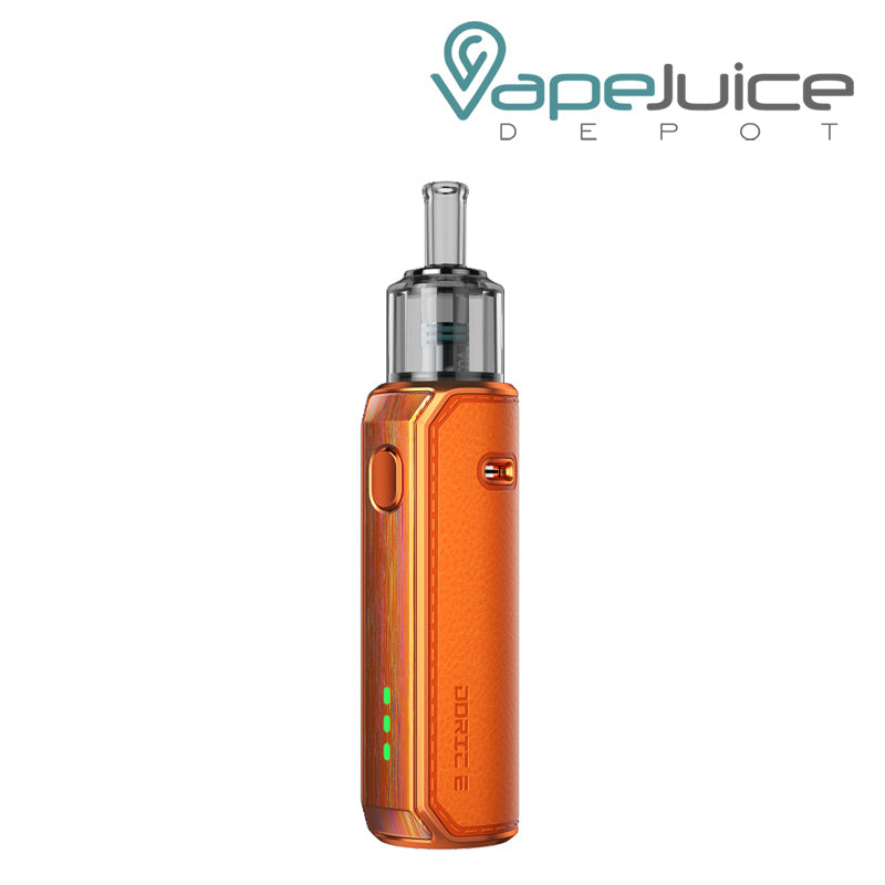 Orange VooPoo Doric E Pod Kit with a firing button - Vape Juice Depot