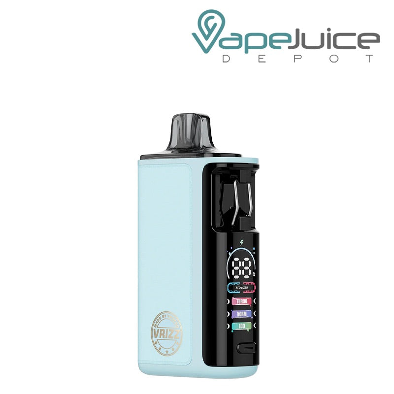 Blue Leather VooPoo VRIZZ 2 Pod Kit with a digital screen - Vape Juice Depot