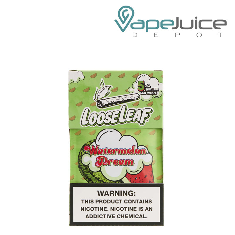 Watermelon Dream Looseleaf Leaf Wraps 40 Count with a warning sign - Vape Juice Depot