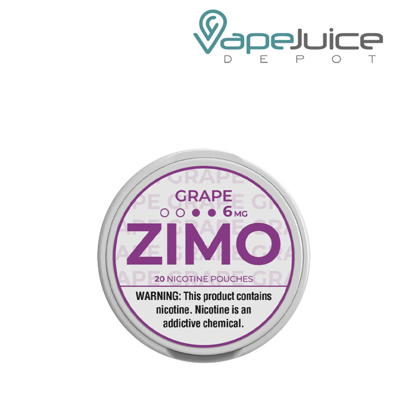 6mg Grape Zimo Pouches with a warning sign - Vape Juice Depot