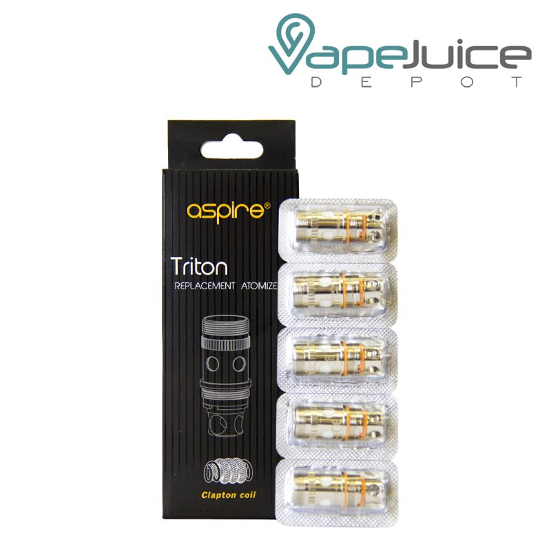A Box of Aspire Triton Replacement Atomizer and a pack of coils next to it - Vape Juice Depot