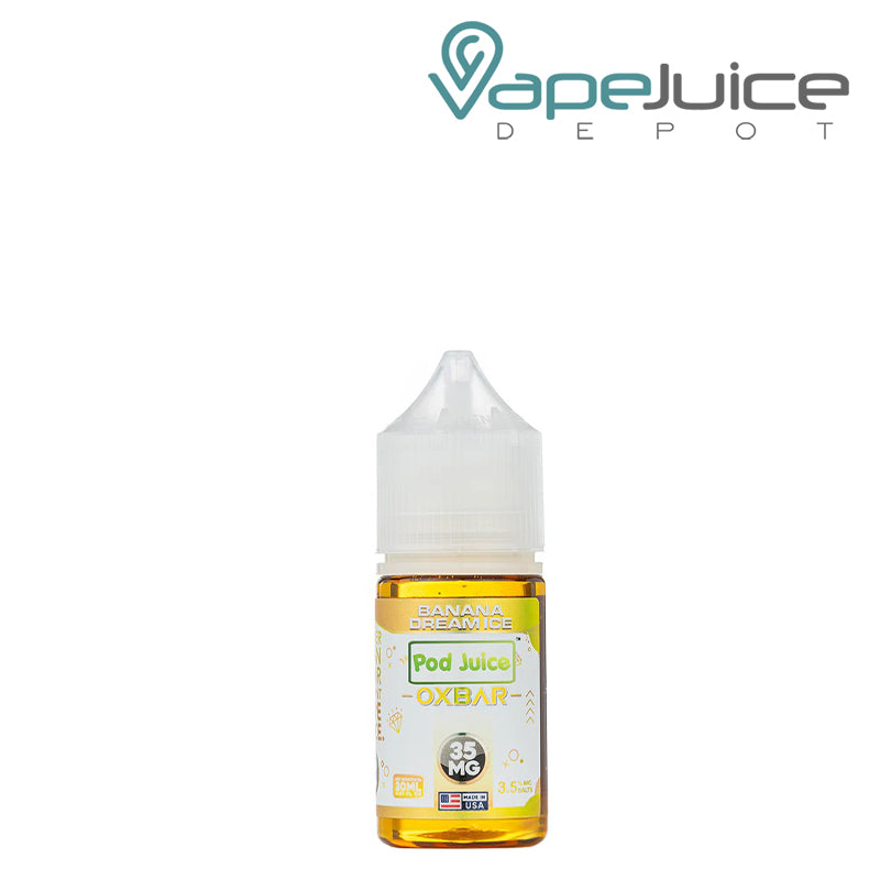A 30ml bottle of 35mg Banana Dream Ice Pod Juice x OXBAR Salts - Vape Juice Depot