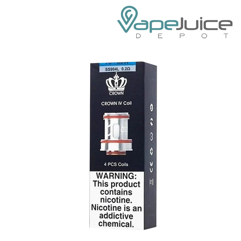 A Box of Uwell Crown 4 Replacement Coils with a warning sign - Vape Juice Depot