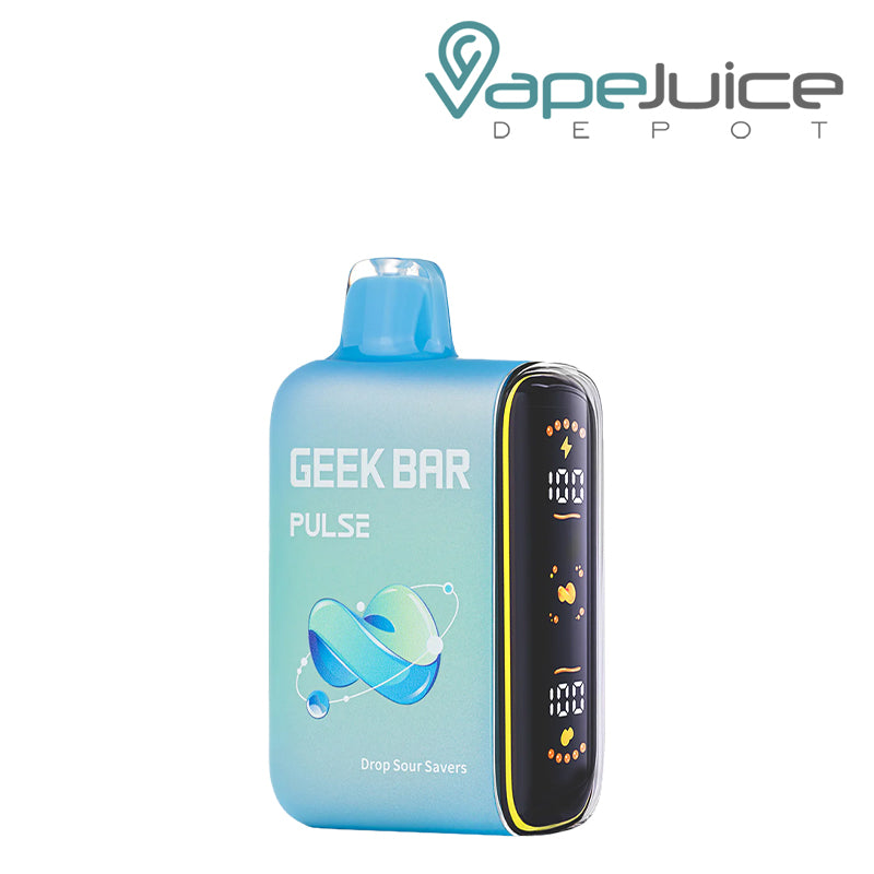 Drop Sour Savers Geek Bar Pulse 15000 Disposable with a display screen on the side - Vape Juice Depot