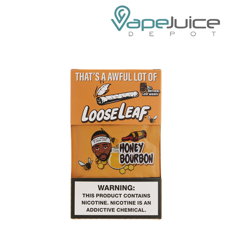 Honey Bourbon Looseleaf Leaf Wraps 40 Count with a warning sign - Vape Juice Depot