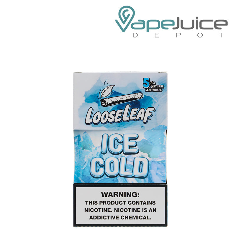 Ice Cold Looseleaf Leaf Wraps 40 Count with a warning sign - Vape Juice Depot