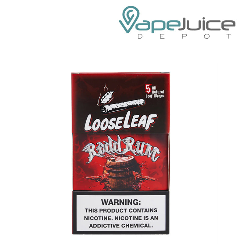 Redd Rum Looseleaf Leaf Wraps 40 Count with a warning sign - Vape Juice Depot