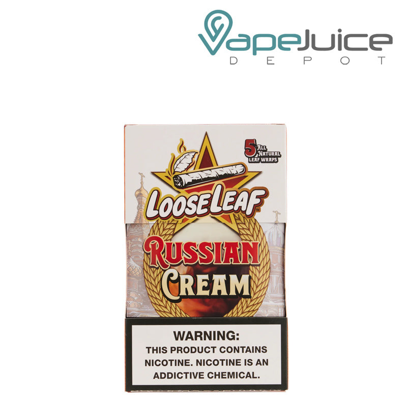 Russioan Cream Looseleaf Leaf Wraps 40 Count with a warning sign - Vape Juice Depot