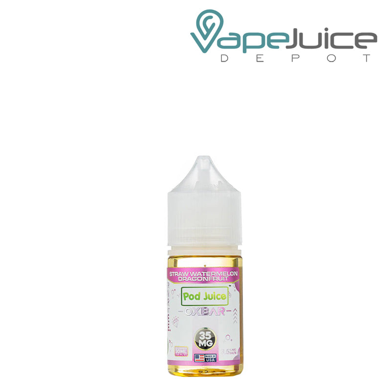 A 30ml bottle of 35mg Straw Watermelon Dragonfruit Pod Juice x OXBAR Salts - Vape Juice Depot