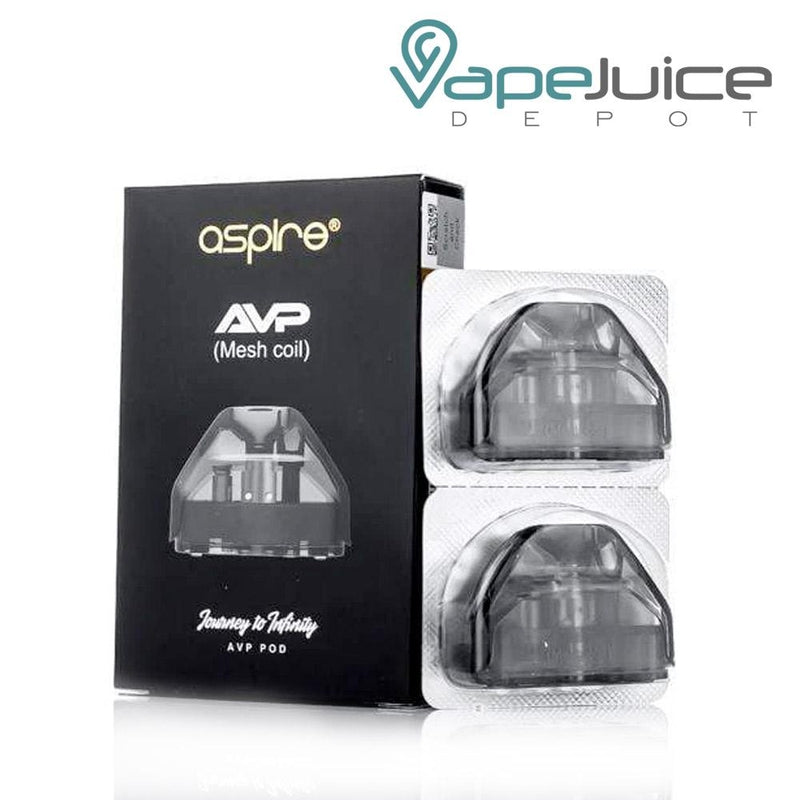 Two Aspire AVP Replacement Pods and a box next to them - Vape Juice Depot