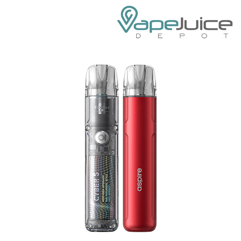 Red Aspire Cyber S Pod Kit front and back sides - Vape Juice Depot