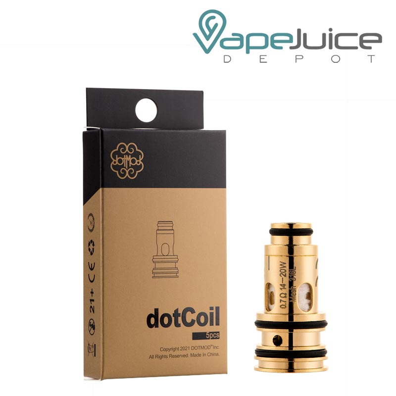 A box of Dotmod DotAIO V2 Replacement Coils and a 0.7ohm coil next to it - Vape Juice Depot