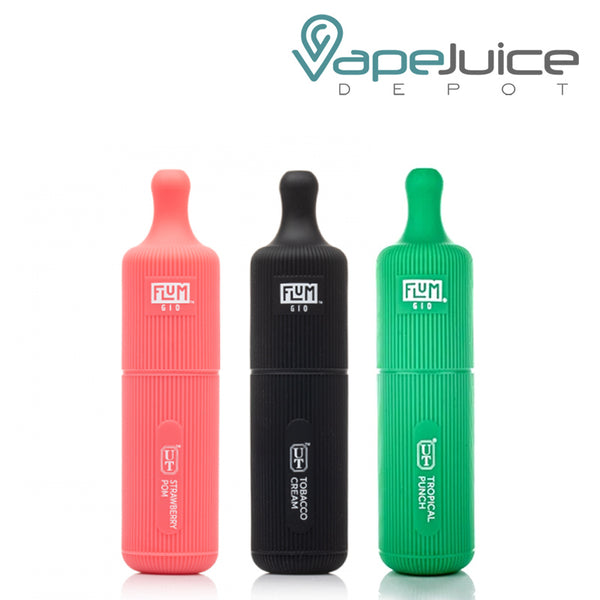 Three different flavors of Flum Gio Disposable Vape 3000 Puffs - Vape Juice Depot