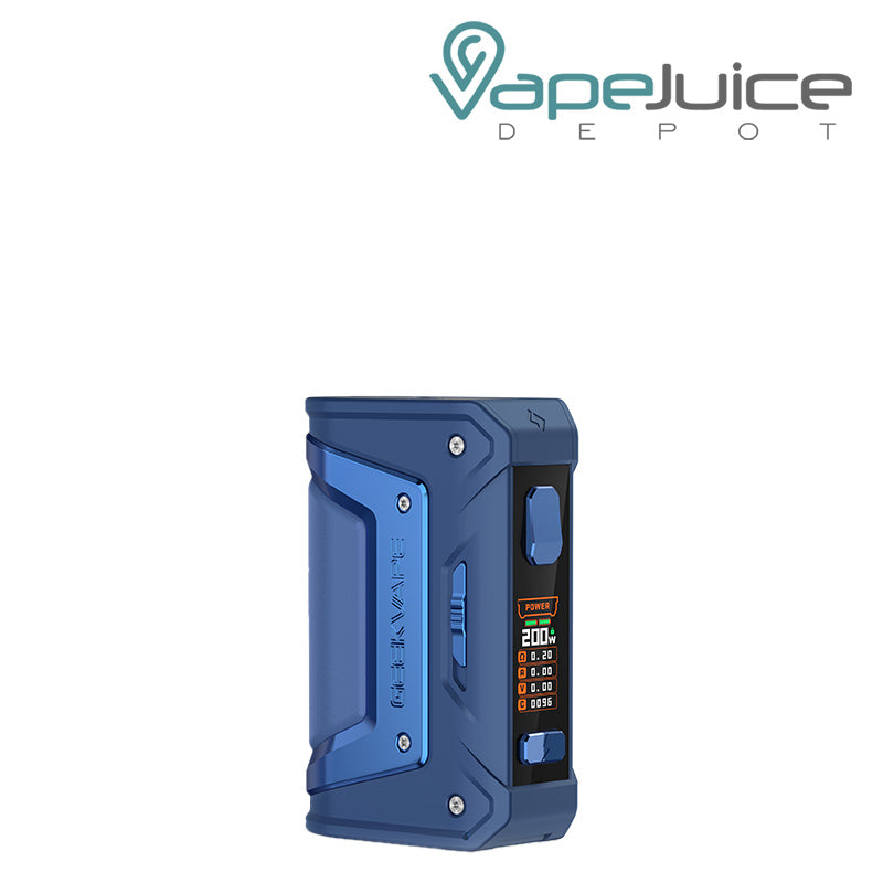 Blue GeekVape Aegis Legend Classic Mod (L200) with a firing button and colored screen - Vape Juice Depot