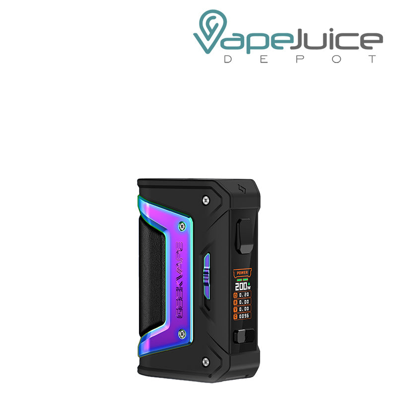 Rainbow GeekVape Aegis Legend Classic Mod (L200) with a firing button and colored screen - Vape Juice Depot