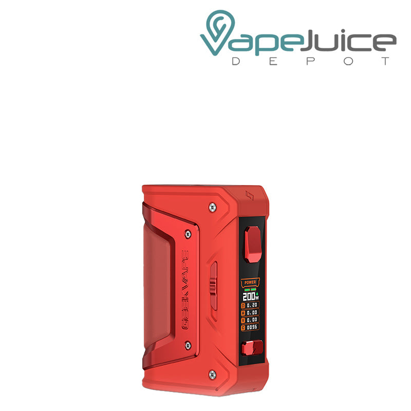 Red GeekVape Aegis Legend Classic Mod (L200) with a firing button and colored screen - Vape Juice Depot