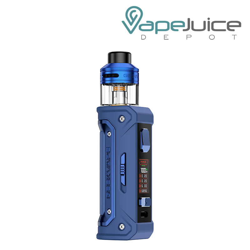Blue GeekVape E100 (Aegis Eteno I) Kit, a firing button and a colored screen - Vape Juice Depot