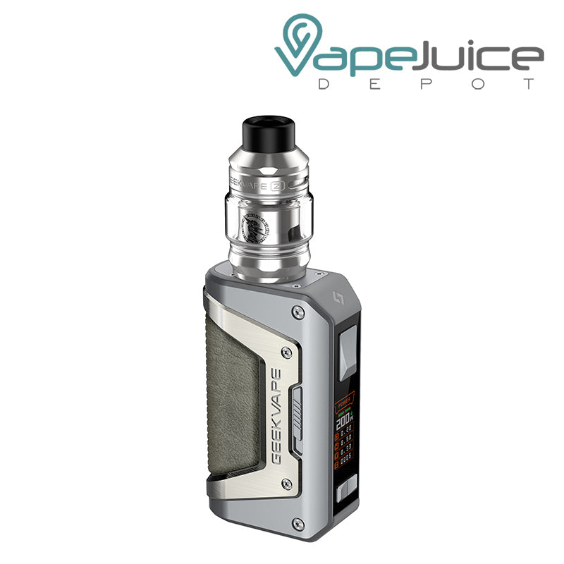 Silver GeekVape L200 Aegis Legend 2 Kit with a firing button and screen - Vape Juice Depot