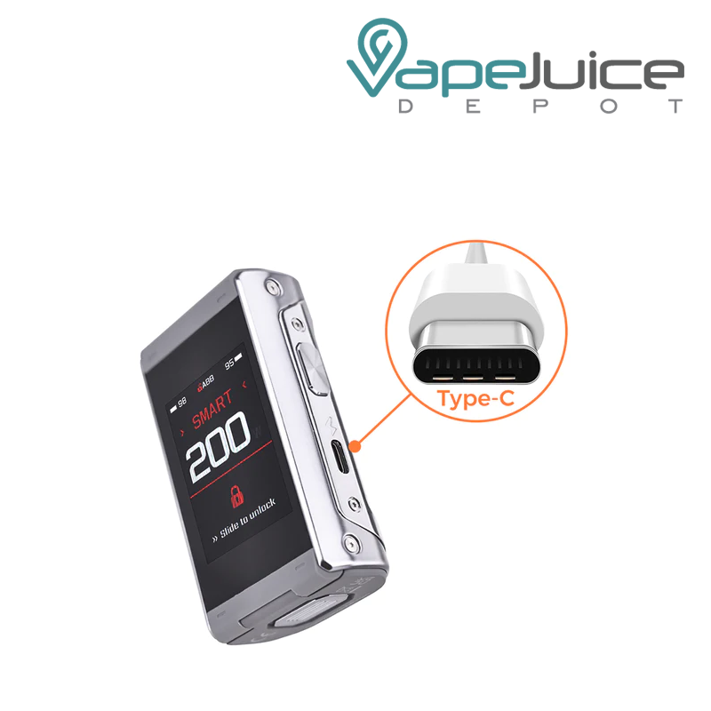 Silver GeekVape T200 Aegis Touch Box Mod with Type-C charging port - Vape Juice Depot