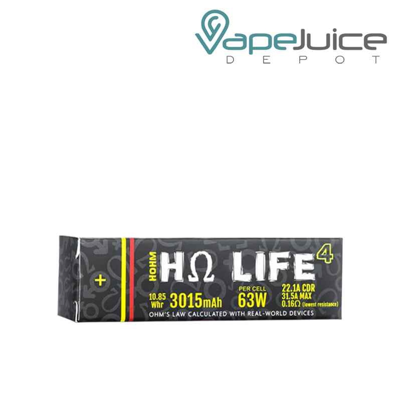 A box of HOHM TECH Life 4 18650 Battery 31.5A - Vape Juice Depot