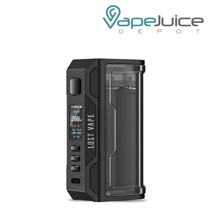 Black Clear Lost Vape THELEMA QUEST Mod with its bottons and screan - Vape Juice Depot