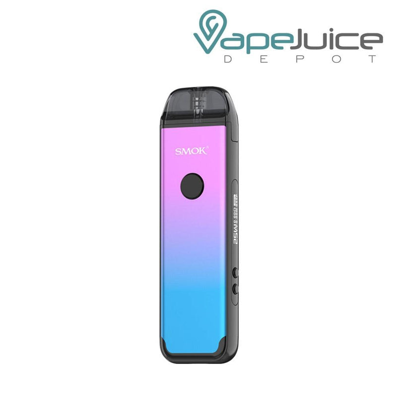 Cyan Pink SMOK ACRO 25W Pod System Kit with a auto draw button on front and two adjustable buttons on the side - Vape Juice Depot