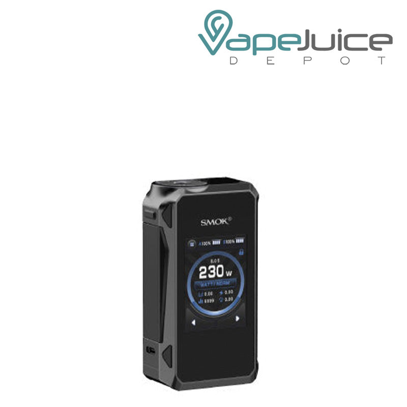 Front Side of Grey SMOK G PRIV 4 Box Mod with Touch Screen and a firing button - Vape Juice Depot