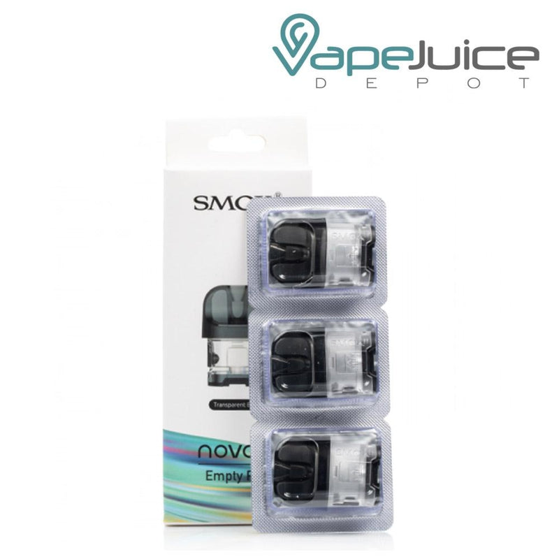 A box of SMOK Novo 4 Pods and a pack of three pods next to it - Vape Juice Depot