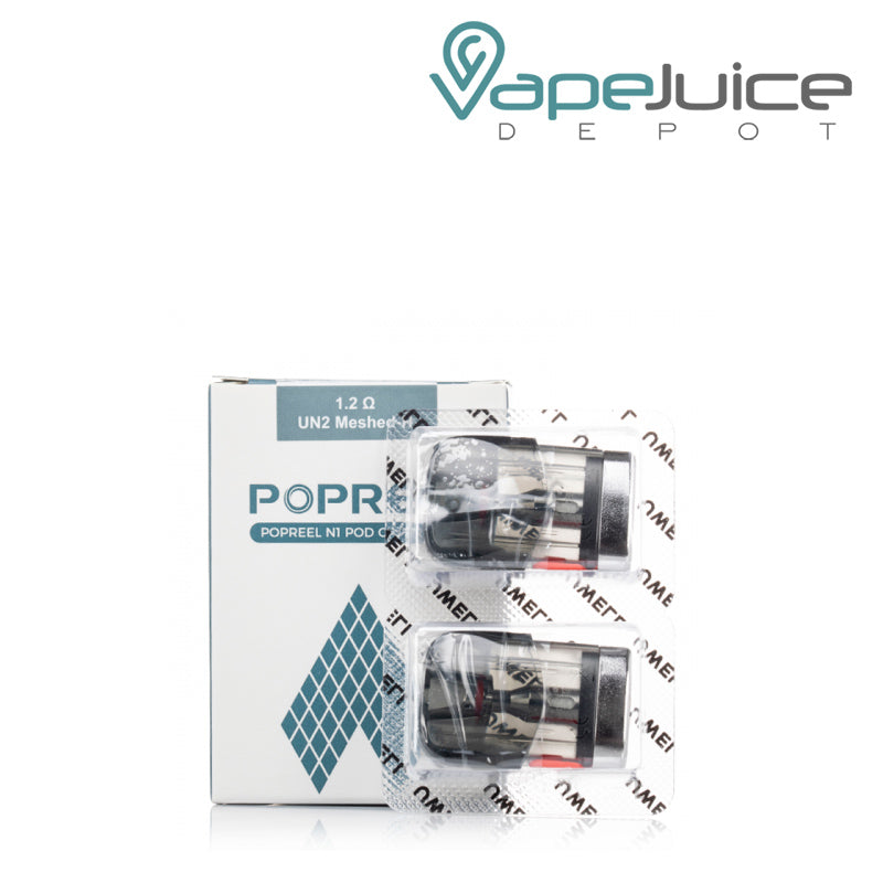 A box of UWELL Popreel N1 Replacement Pod and a pack of two pods next to it - Vape Juice Depot
