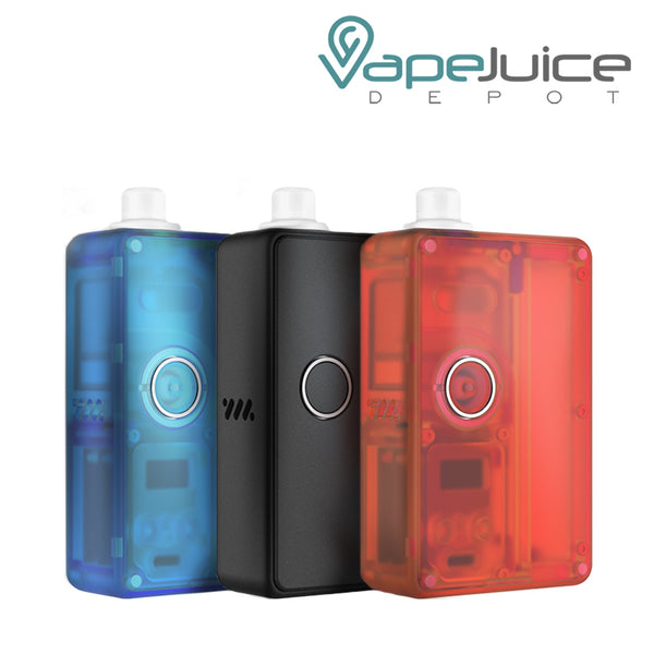 Three colors of Vandy Vape Pulse AIO 80W Kit with a firing button - Vape Juice Depot