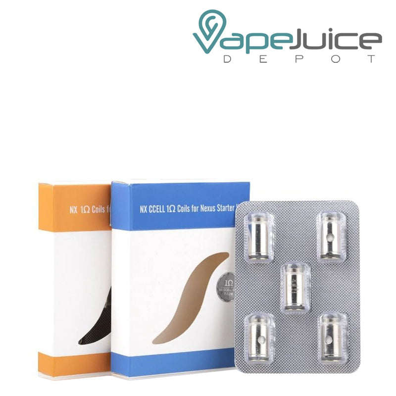Two boxes of Vaporesso Nexus Replacement Coils and five pack coils on the right - Vape Juice Depot
