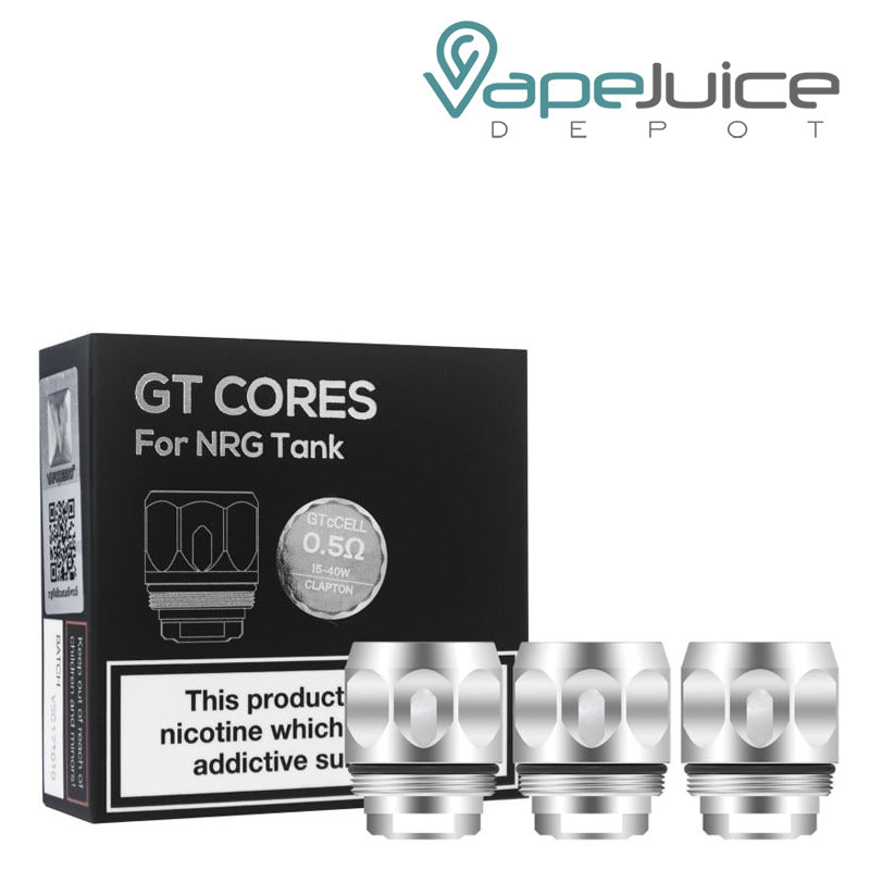 A box of Vaporesso Revenger NRG Tank GT Coils and three coils in front - Vape Juice Depot