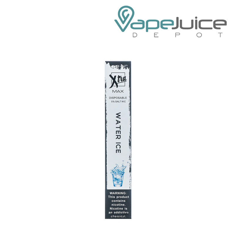 A box of Water Ice Xtra MAX Disposable Device with a warning sign - Vape Juice Depot