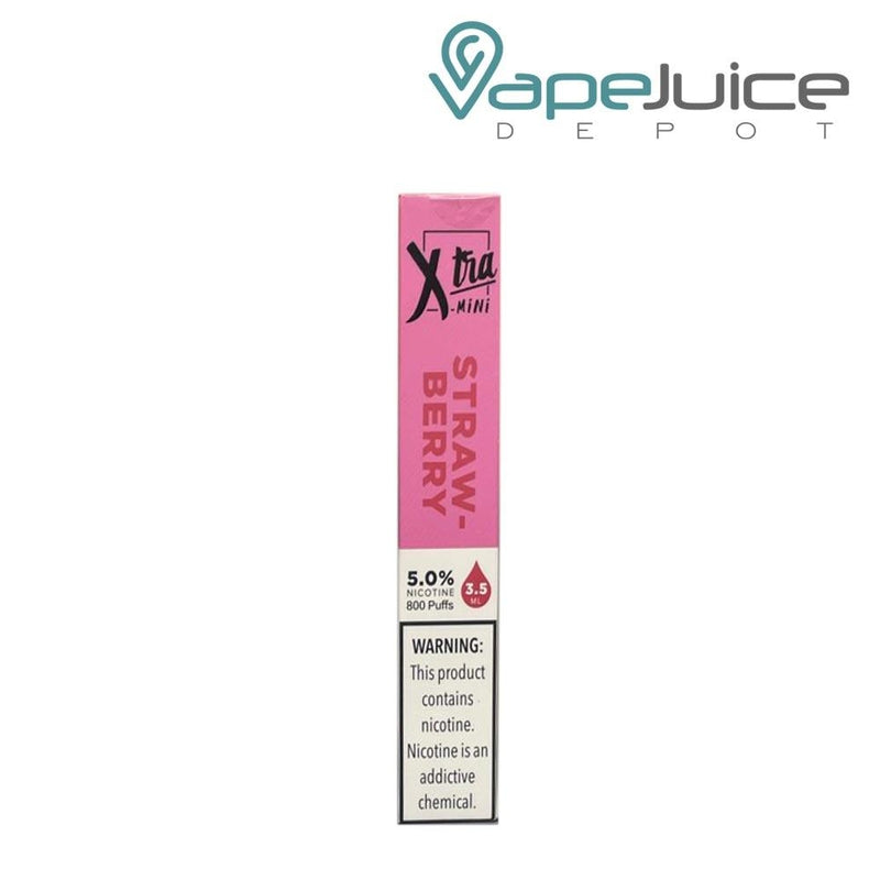 Mini Strawberry Xtra Mini Disposable Device with a warning sign - Vape Juice Depot