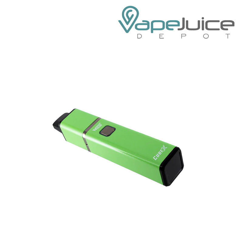 Green Yocan Cubex Vaporizer with firing button side view - Vape Juice Depot