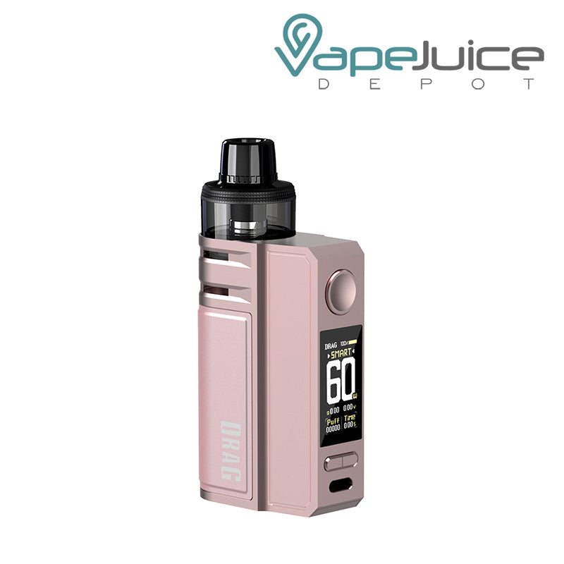 Pink VooPoo DRAG E60 Pod Kit with TFT color screen and adjustment buttons - Vape Juice Depot