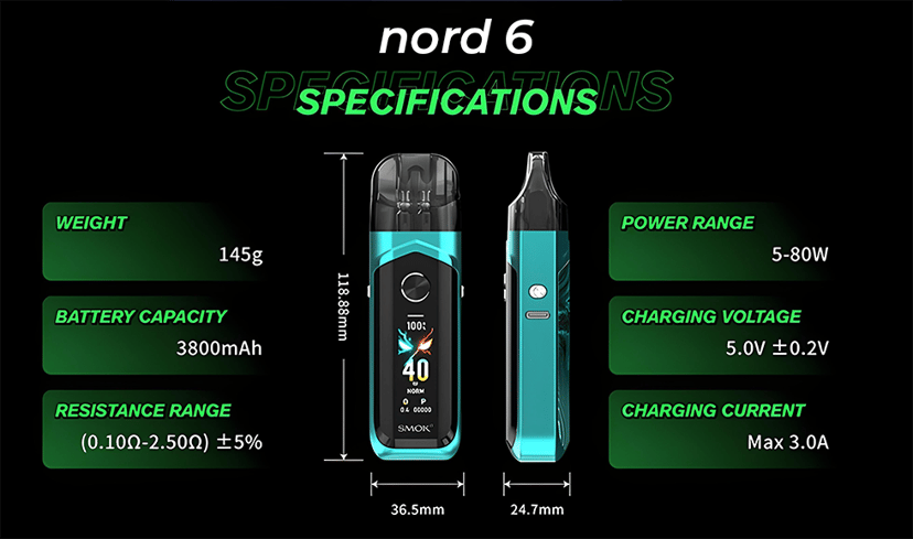 Smok Nord 6 Specifications