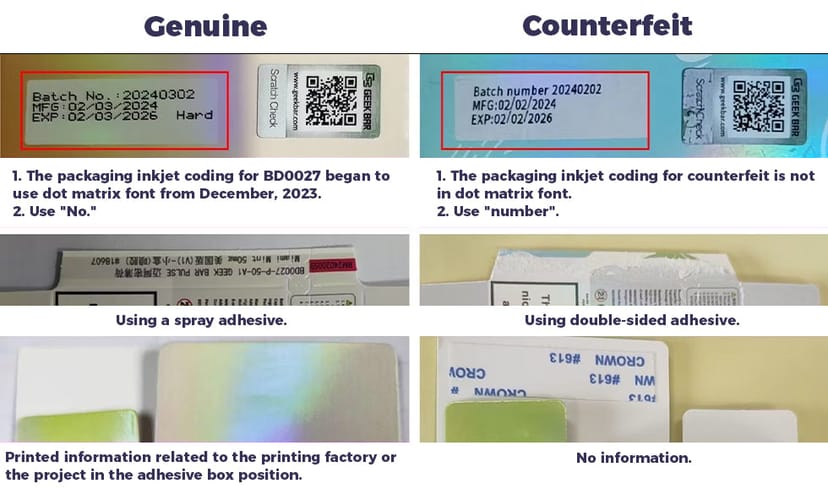 Geek Bar Genuine vs Counterfeit
