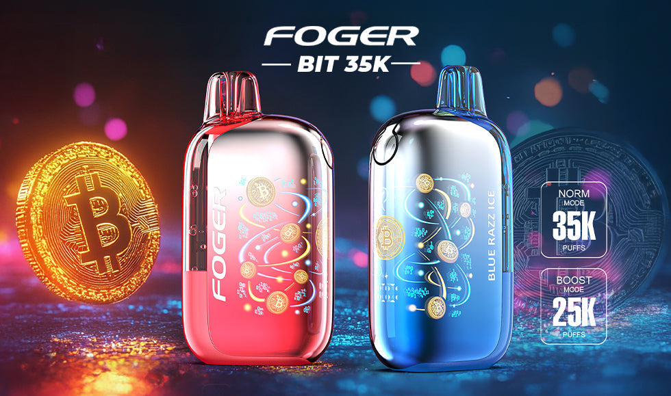 A Foger Bit 35K Disposable Vape with a smart OLED screen
