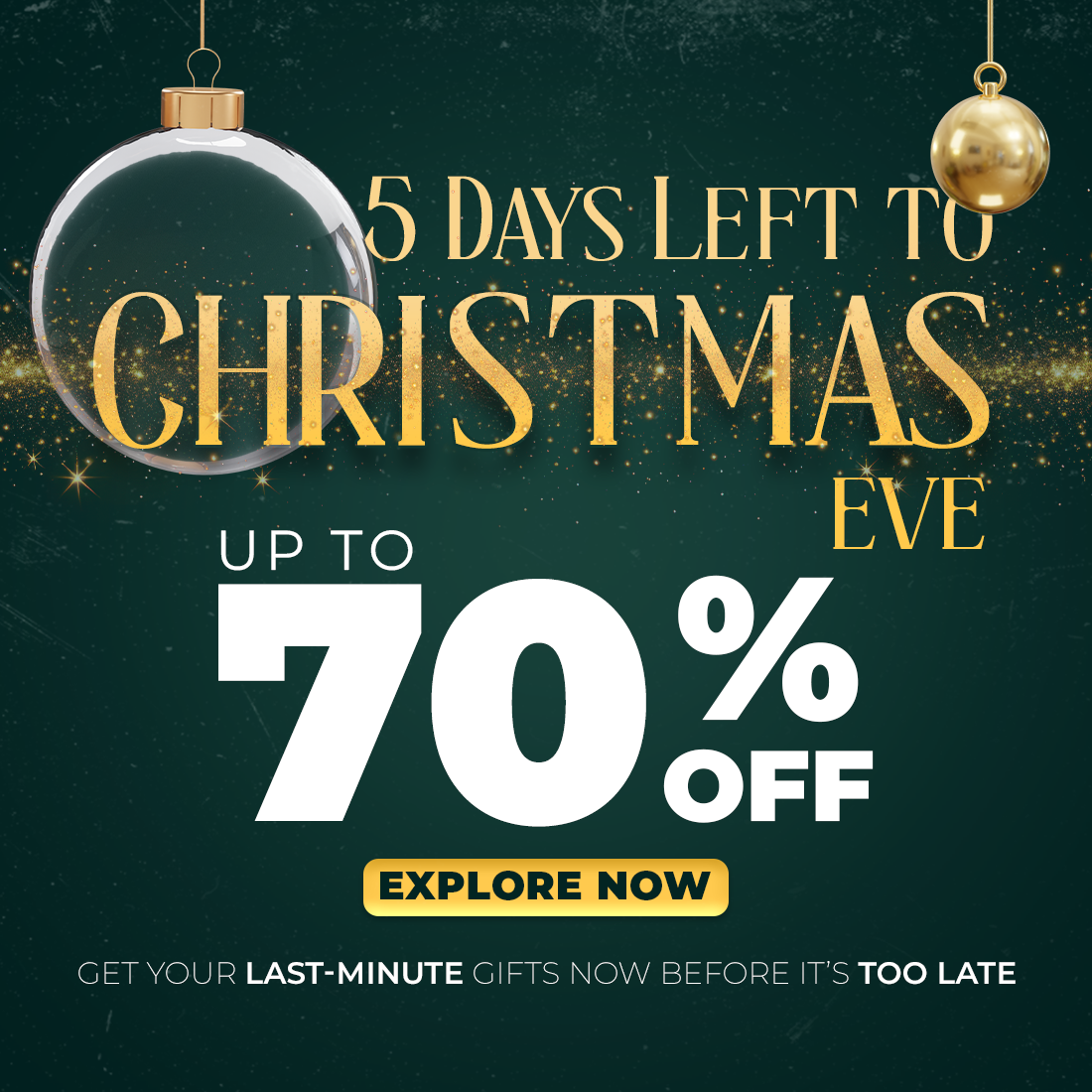 5 Days Left to Christmas Eve! Up to 70% Off