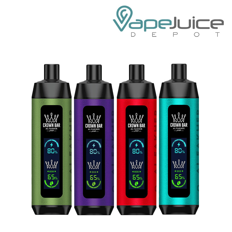 Four Flavors of AL Fakher Crown Bar 8000 Pro Disposable with LCD Screen - Vape Juice Depot