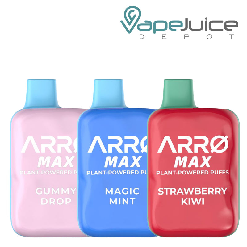 Three ARRO Max 5K ZERO Disposable vapes next to each other - Vape Juice Depot