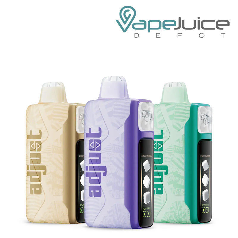 Three Flavors of Adjust MySweet 40K Disposable Vape next to each other - Vape Juice Depot