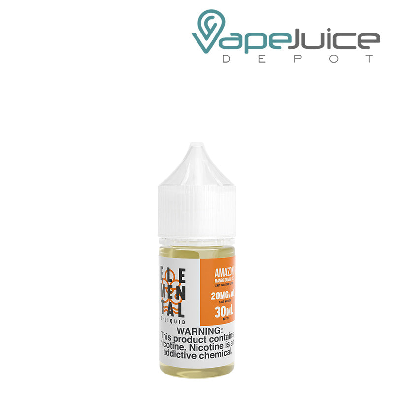 A 30ml bottle of Amazon Salt Elemental E-Liquid with a warning sign - Vape Juice Depot