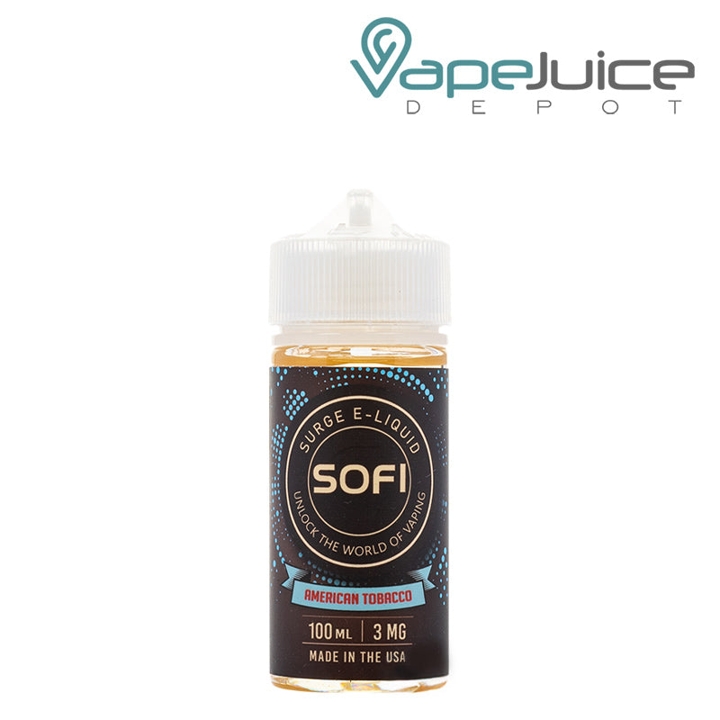 A 100ml bottle of American Tobacco Sofi Surge eLiquid - Vape Juice Depot