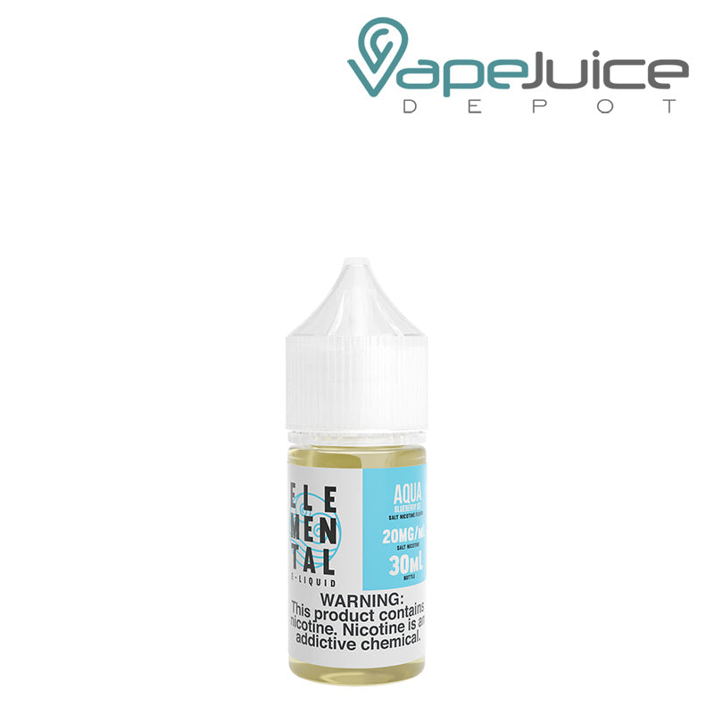 A 30ml bottle of Aqua Salt Elemental E-Liquid with a warning sign - Vape Juice Depot