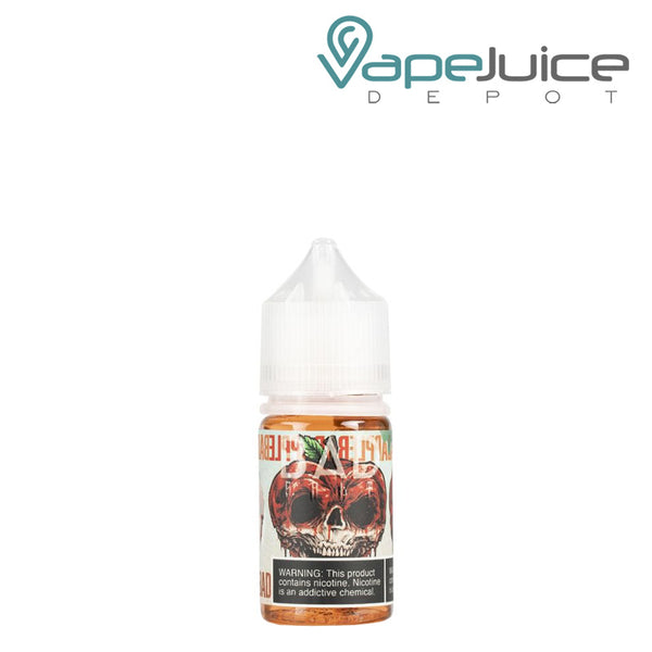 A 30ml bottle of Bad Apple Bad Drip Salts with a warning sign - Vape Juice Depot