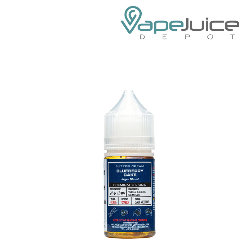 A 30ml bottle of Blueberry Cake Glas Basix Salts - Vape Juice Depot