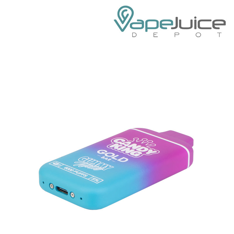 Side view of Candy King Gold Bar Disposable with USB Port - Vape Juice Depot